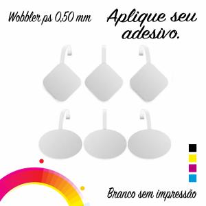 10 WOBBLERS - SEM IMPRESSÃO Ps Branco 0,50 Medidas Padrões Sem Impressão Sem Impressão Corte Especial Pedido Mínimo R$ 50,00